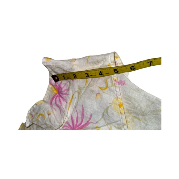 Joie Linen Dress Women’s 1X Floral Cap Flutter Sleeve Pastel Shift - Picture 9 of 10